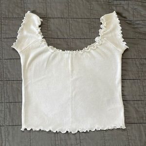 Urban Outfitters White Ruffle Crop Top